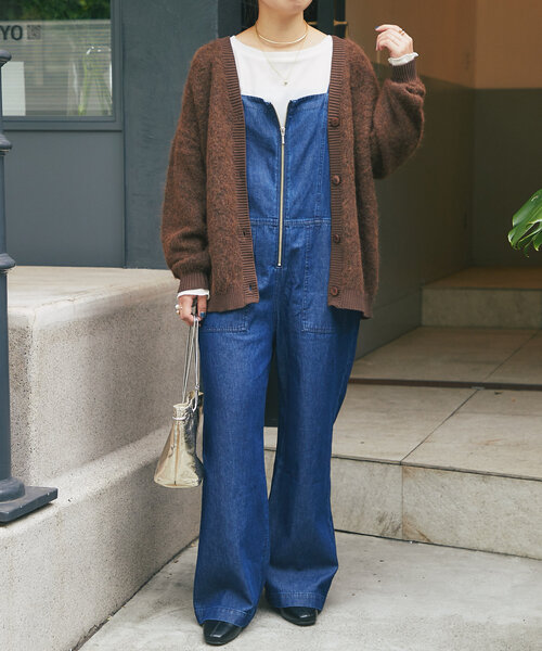 un dix cors（アンディコール）の「リブ異素材Vネックカーディガン（カーディガン/ボレロ・レディース・チャコールグレー/ブラウン・FREE）」の12枚目の写真