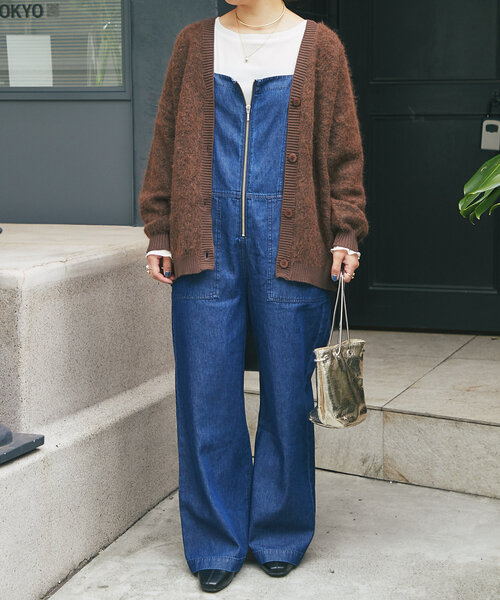 un dix cors（アンディコール）の「リブ異素材Vネックカーディガン（カーディガン/ボレロ・レディース・チャコールグレー/ブラウン・FREE）」の15枚目の写真