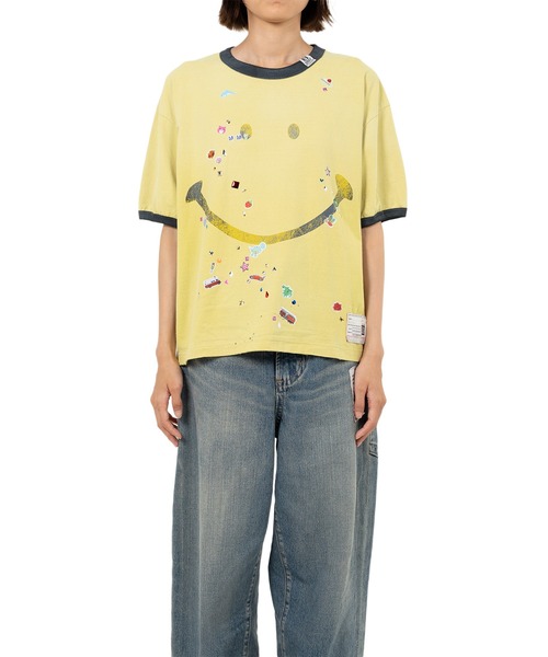 【MIHARAYASUHIRO】Smily Face Print Distressed Ringer Tシャツ Smily Face Printed Ringer T-shirt(Tシャツ/カットソー