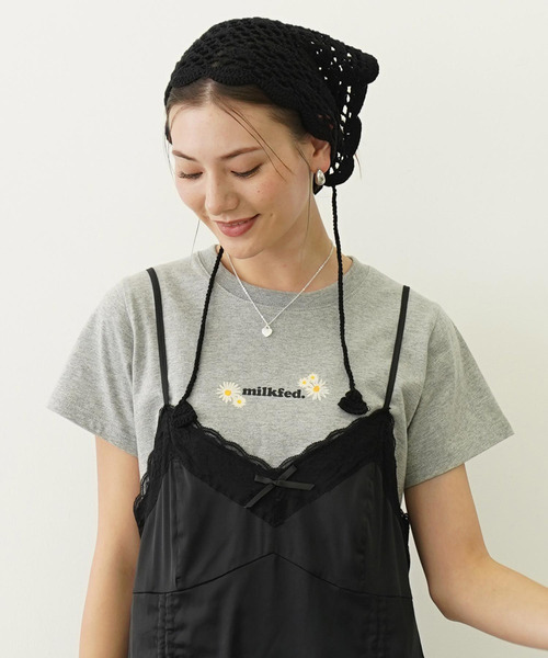 MILKFED.（ミルクフェド）の「DAISY AND LOGO COMPACT S/S TEE（Tシャツ/カットソー・レディース・アッシュ/ホワイト/チャコール・S/M）」の10枚目の写真