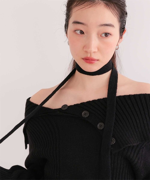 miette（ミエット）の「ロングタイ付きオフショルニット（ニット/セーター・レディース・ブラウン/グレー/ブラック・FREE）」の12枚目の写真
