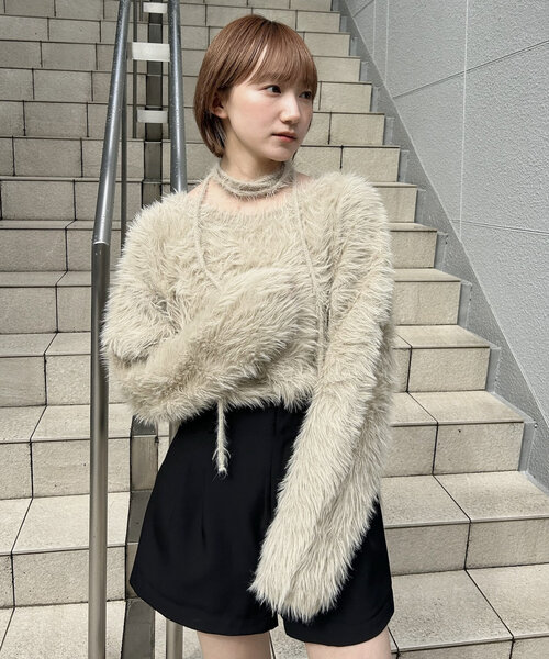 mline（エムライン）の「[mline]チョーカーシャギーニット（ニット/セーター・レディース・ブラック/アイボリー/ベージュ・FREE）」の15枚目の写真