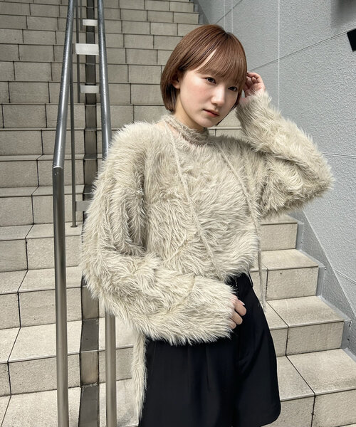 mline（エムライン）の「[mline]チョーカーシャギーニット（ニット/セーター・レディース・ブラック/アイボリー/ベージュ・FREE）」の16枚目の写真