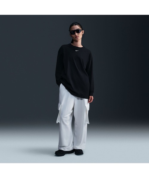 NIKE（ナイキ）の「ナイキ NIKE AS W NSW ESSNTL OS LS TEE（Tシャツ/カットソー・レディース・ブラック/ダークグリーン/オフホワイト・M/L）」の7枚目の写真