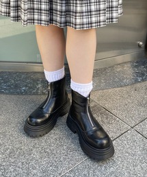nomnom（ノムノム）の「【nomnom】フロントファスナー厚底ショートブーツ（ブーツ）」