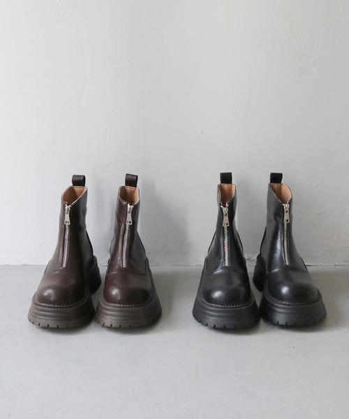 nomnom（ノムノム）の「【nomnom】フロントファスナー厚底ショートブーツ（ブーツ・レディース・ブラウン/ブラック・23.0cm/24.0cm/25.0cm）」の9枚目の写真