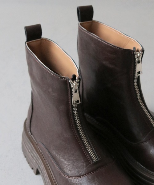 nomnom（ノムノム）の「【nomnom】フロントファスナー厚底ショートブーツ（ブーツ・レディース・ブラウン/ブラック・23.0cm/24.0cm/25.0cm）」の4枚目の写真