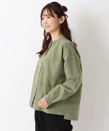 フランネル 単色花柄刺繍ブラウス