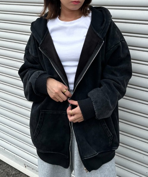 B'z　パーカー セール】ピグメントウォッシュドジップパーカー オーバーサイズ