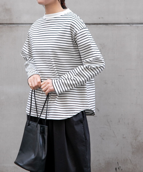 FORK&SPOON(フォークアンドスプーン)の「FORK&SPOON ボトルネックロングスリーブTシャツ(Tシャツ/カットソー・レディース・ブラック/ホワイト系その他/オフホワイト・1)」の3枚目の写真
