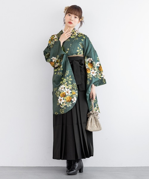 SOUBIEN袴4点（二尺袖着物/無地袴/襦袢/下帯） Ｌ　2尺5寸 SOUBIEN 袴セット 卒業式 大学生 レディース 女性 女の子 小学生