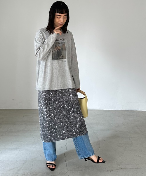 Doux archives（ドゥアルシーヴ）の「フォトプリントロンTee（Tシャツ/カットソー・レディース・オフホワイト/ホワイト/杢グレー・FREE）」の10枚目の写真