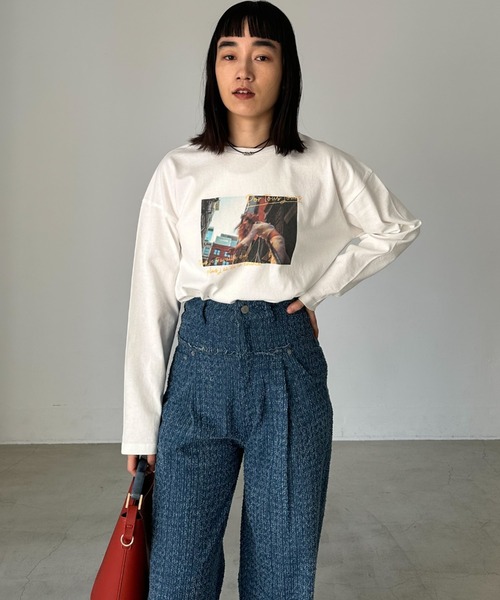 Doux archives（ドゥアルシーヴ）の「フォトプリントロンTee（Tシャツ/カットソー・レディース・オフホワイト/ホワイト/杢グレー・FREE）」の9枚目の写真