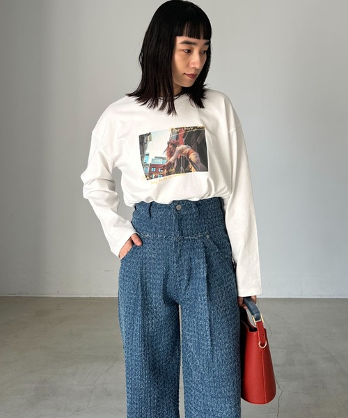 Doux archives（ドゥアルシーヴ）の「フォトプリントロンTee（Tシャツ/カットソー・レディース・オフホワイト/ホワイト/杢グレー・FREE）」の8枚目の写真