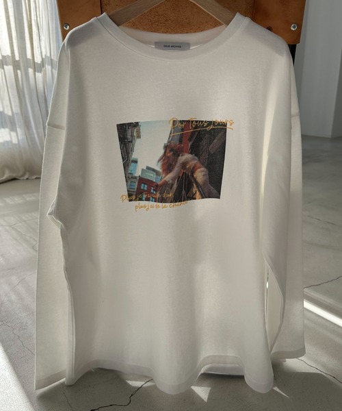 Doux archives（ドゥアルシーヴ）の「フォトプリントロンTee（Tシャツ/カットソー・レディース・オフホワイト/ホワイト/杢グレー・FREE）」の17枚目の写真