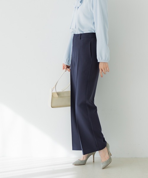 coca(coca)(コカ)の「イージーケア3Dストレッチワイドパンツ(スラックス・レディース・ベージュ/ストライプ・L/M/S)」の6枚目の写真