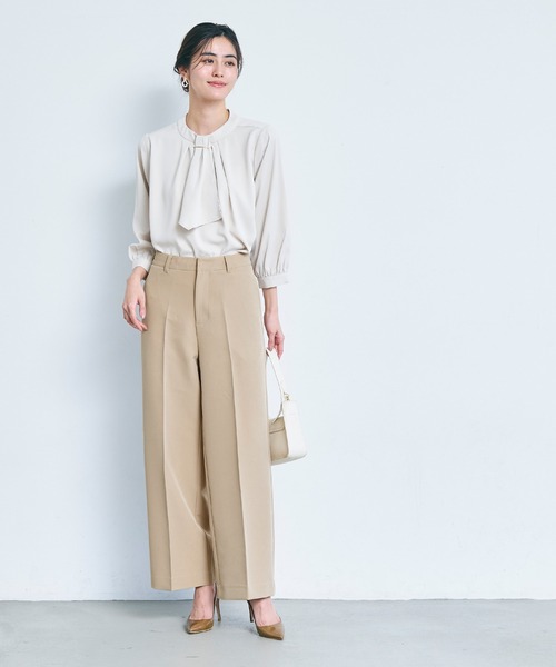 coca(coca)(コカ)の「イージーケア3Dストレッチワイドパンツ(スラックス・レディース・ベージュ/ストライプ・L/M/S)」の11枚目の写真