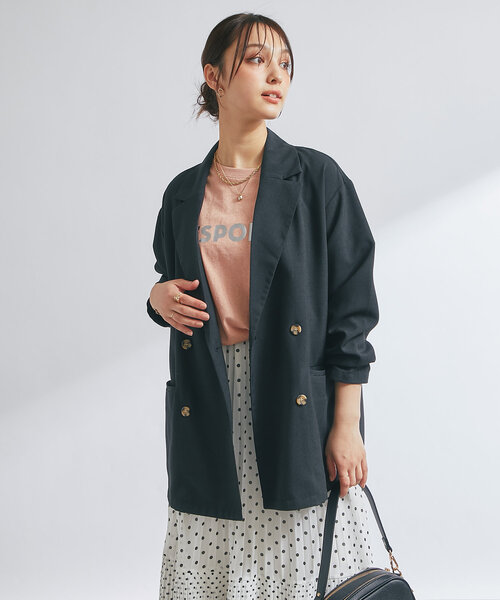 un dix cors（アンディコール）の「リネンタッチテーラードジャケット（テーラードジャケット・レディース・ライトベージュ/ブラック・FREE）」の3枚目の写真