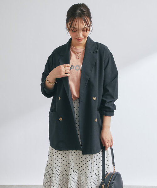 un dix cors（アンディコール）の「リネンタッチテーラードジャケット（テーラードジャケット・レディース・ライトベージュ/ブラック・FREE）」の4枚目の写真