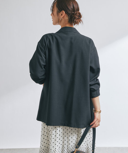 un dix cors（アンディコール）の「リネンタッチテーラードジャケット（テーラードジャケット・レディース・ライトベージュ/ブラック・FREE）」の6枚目の写真