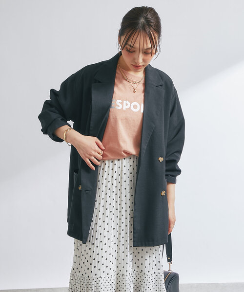 un dix cors（アンディコール）の「リネンタッチテーラードジャケット（テーラードジャケット・レディース・ライトベージュ/ブラック・FREE）」の7枚目の写真