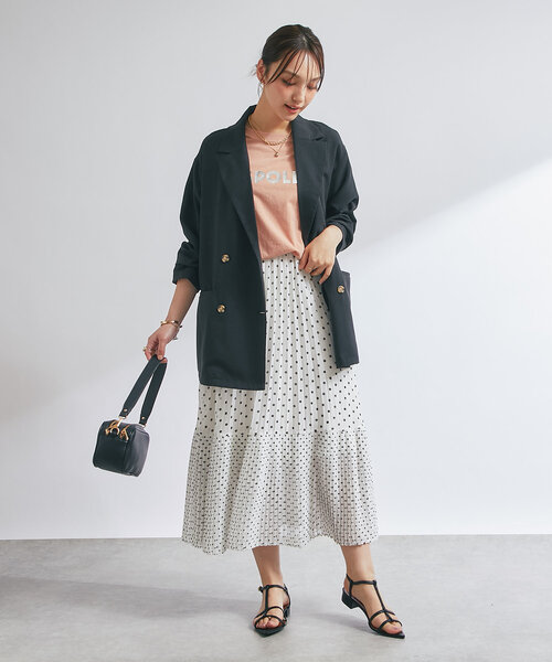 un dix cors（アンディコール）の「リネンタッチテーラードジャケット（テーラードジャケット・レディース・ライトベージュ/ブラック・FREE）」の8枚目の写真