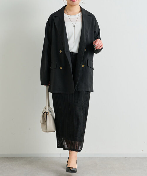 un dix cors（アンディコール）の「リネンタッチテーラードジャケット（テーラードジャケット・レディース・ライトベージュ/ブラック・FREE）」の12枚目の写真