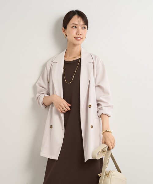 un dix cors（アンディコール）の「リネンタッチテーラードジャケット（テーラードジャケット・レディース・ライトベージュ/ブラック・FREE）」の19枚目の写真