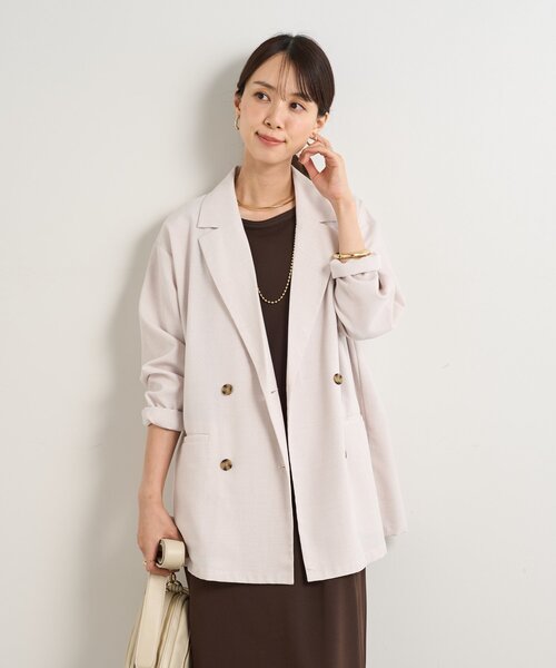 un dix cors（アンディコール）の「リネンタッチテーラードジャケット（テーラードジャケット・レディース・ライトベージュ/ブラック・FREE）」の20枚目の写真