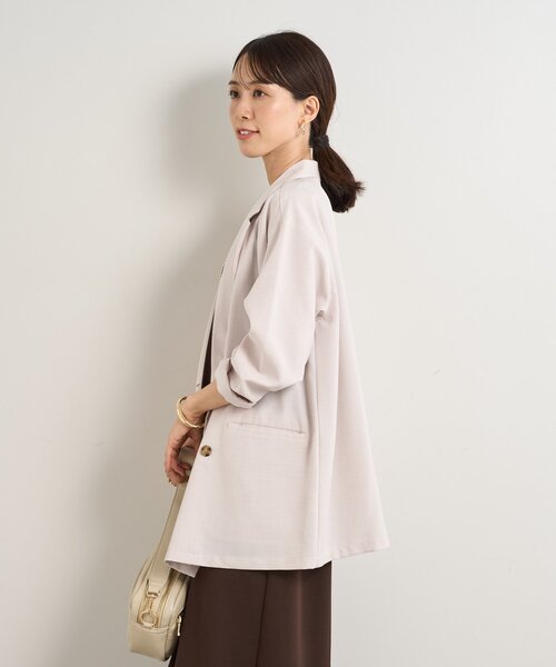 un dix cors（アンディコール）の「リネンタッチテーラードジャケット（テーラードジャケット・レディース・ライトベージュ/ブラック・FREE）」の21枚目の写真