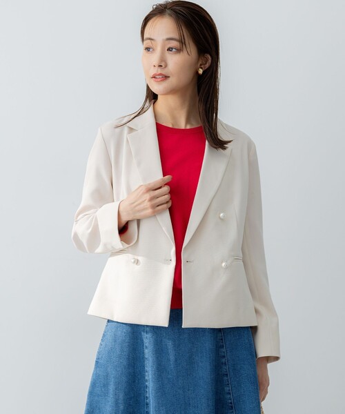 組曲（クミキョク）の「オシャクロス ジャケット（テーラードジャケット・レディース・アイボリー系/ベージュ系/ネイビー系・3/2）」の20枚目の写真