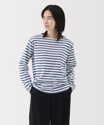 婦人 太番手ボートネック長袖Tシャツ