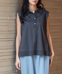 【UVカット】【接触冷感】スリーブレスポロトップス