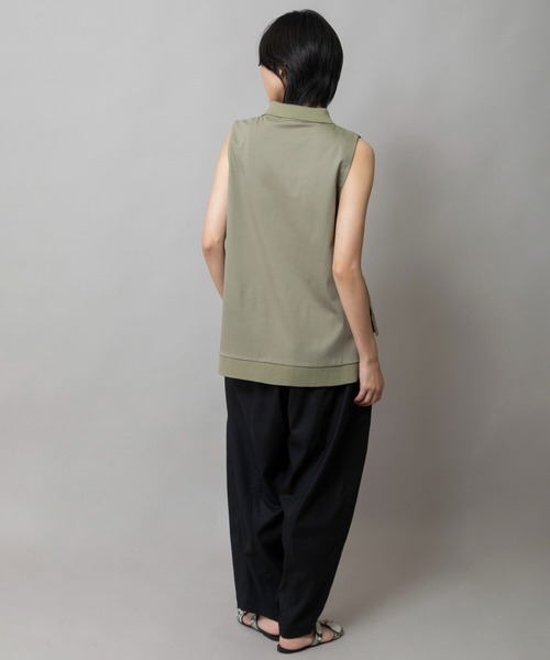 Munich(ミューニック)の「【UVカット】【接触冷感】スリーブレスポロトップス(Tシャツ/カットソー・レディース・ライトカーキ/ホワイト/ダークグレー・FREE)」の6枚目の写真