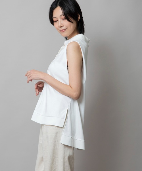 Munich(ミューニック)の「【UVカット】【接触冷感】スリーブレスポロトップス(Tシャツ/カットソー・レディース・ライトカーキ/ホワイト/ダークグレー・FREE)」の15枚目の写真