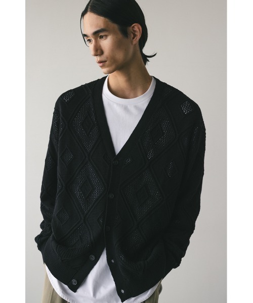 Argyle Mesh Knit Cardigan