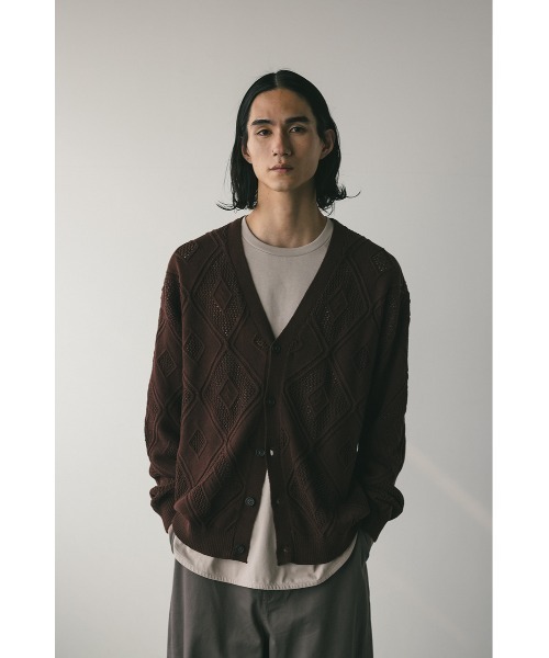 STYLEMIXER(スタイルミキサー)の「アーガイルメッシュニットカーデ(カーディガン/ボレロ・メンズ・ブラウン/ブラック・MEDIUM/LARGE)」の18枚目の写真
