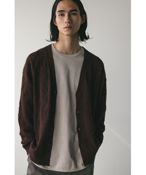 STYLEMIXER(スタイルミキサー)の「アーガイルメッシュニットカーデ(カーディガン/ボレロ・メンズ・ブラウン/ブラック・MEDIUM/LARGE)」の20枚目の写真
