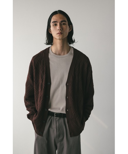 STYLEMIXER(スタイルミキサー)の「アーガイルメッシュニットカーデ(カーディガン/ボレロ・メンズ・ブラウン/ブラック・MEDIUM/LARGE)」の21枚目の写真