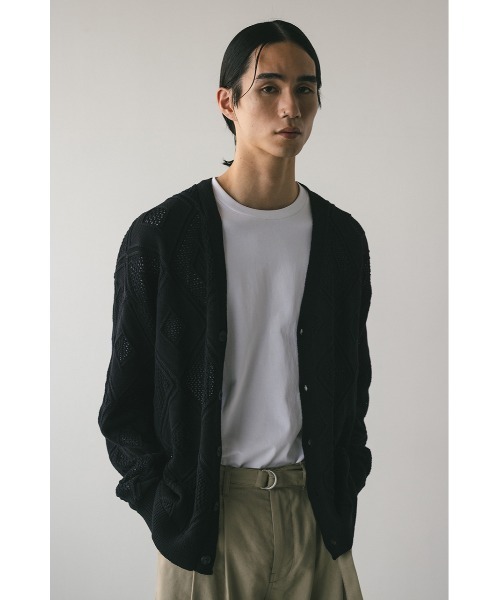STYLEMIXER(スタイルミキサー)の「アーガイルメッシュニットカーデ(カーディガン/ボレロ・メンズ・ブラウン/ブラック・MEDIUM/LARGE)」の5枚目の写真