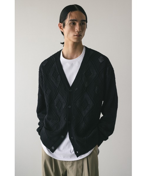 STYLEMIXER(スタイルミキサー)の「アーガイルメッシュニットカーデ(カーディガン/ボレロ・メンズ・ブラウン/ブラック・MEDIUM/LARGE)」の6枚目の写真
