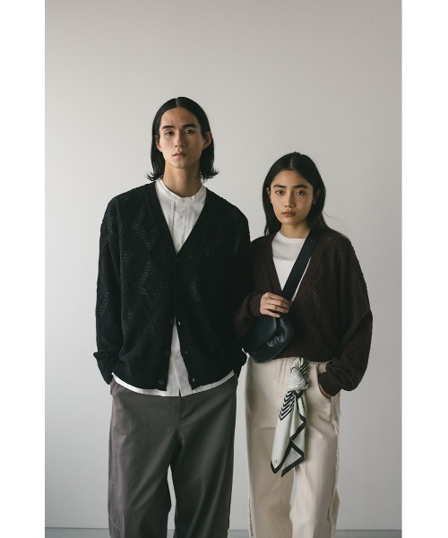 STYLEMIXER(スタイルミキサー)の「アーガイルメッシュニットカーデ(カーディガン/ボレロ・メンズ・ブラウン/ブラック・MEDIUM/LARGE)」の8枚目の写真