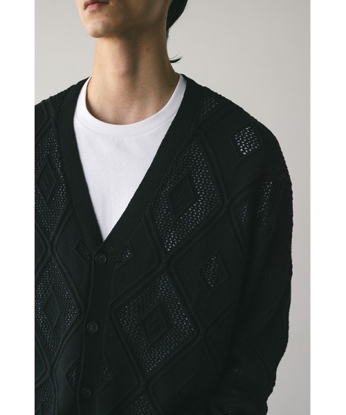 STYLEMIXER(スタイルミキサー)の「アーガイルメッシュニットカーデ(カーディガン/ボレロ・メンズ・ブラウン/ブラック・MEDIUM/LARGE)」の9枚目の写真