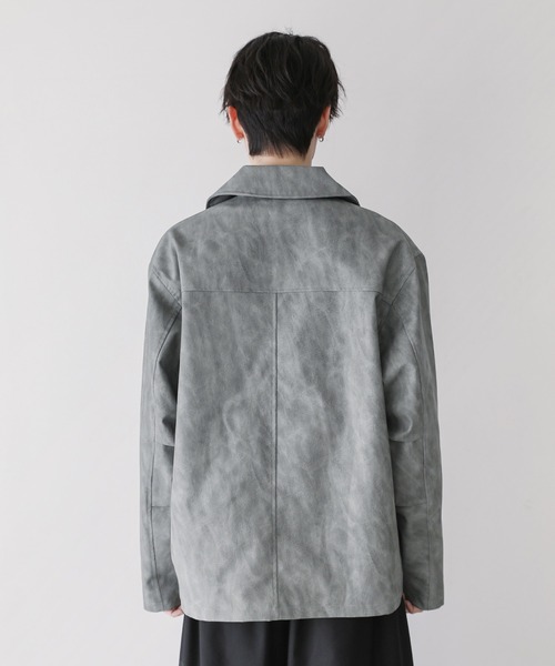 ビンテージ加工PU合皮ダブルショートブルゾン（ブルゾン）｜ASTRONOMY