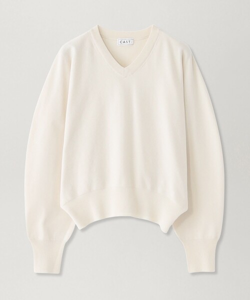 CAST:（キャストコロン）の「【着回し抜群】Vネックニットプルオーバー（ニット/セーター・レディース・オフホワイト/ブラック/グレー系その他2/グリーン系その他3・M）」の14枚目の写真