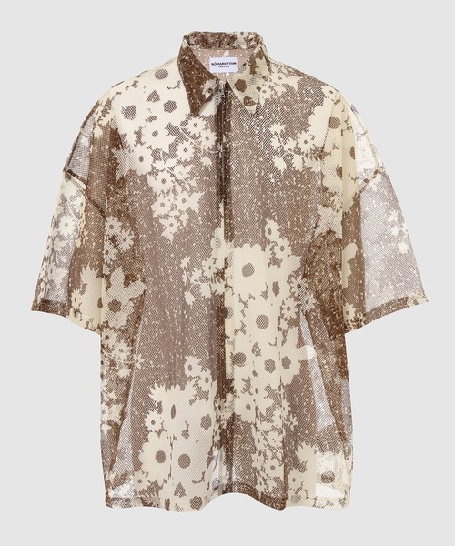 Floral Mesh Zip Polo