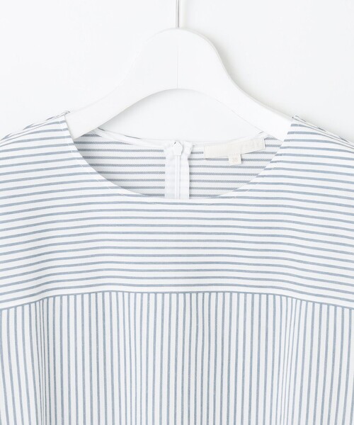 自由区(ジユウク)の「ストライプコットンハイゲージフォルムスリーブ カットソー(Tシャツ/カットソー・レディース・黄土色系1/アイボリー系/ダルブルー系1・44/46)」の8枚目の写真