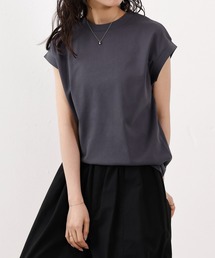 汗じみ防止加工 表撥水 接触冷感 UV CUT ノースリーブカットソー