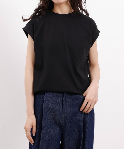 emesuelee(エメスーリー)の「汗じみ防止加工 表撥水 接触冷感 UV CUT ノースリーブカットソー(Tシャツ/カットソー・レディース・グレー/ブラック/アイボリー/ネイビー/イエロー/ベージュ・フリー)」の22枚目の写真