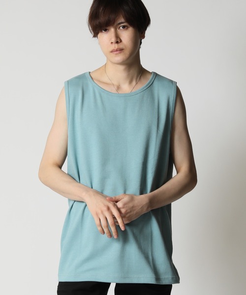 LGB ブルーグリーン ノースリーブ　タンクトップ セール】夏服 ドライコットン 速乾 USAコットン リラックス